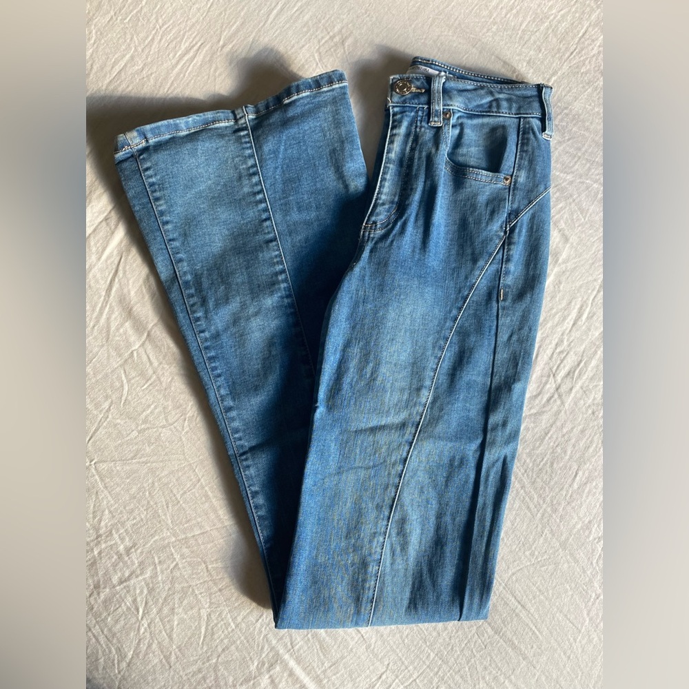 Garage Denim Mid-Wash High Waist Flare Jeans
